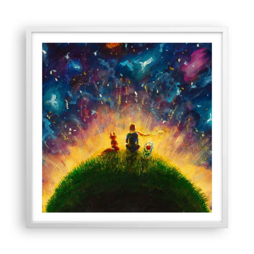 Poster in einem weißen Rahmen - Liebe und Freundschaft - die ganze Welt - 60x60 cm