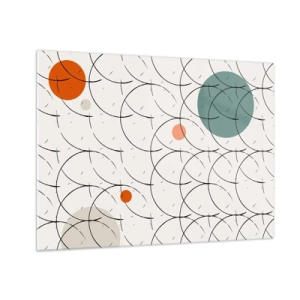 Glasbild - Bild auf glas - Bunte Kreise und schwarze Linien auf hellem Hintergrund im Pop-Art-Stil. - 70x50cm - Im Pop-Art-Geist - Moderne Wanddekoration für Wohnzimmer und Schlafzimmer ARTTOR