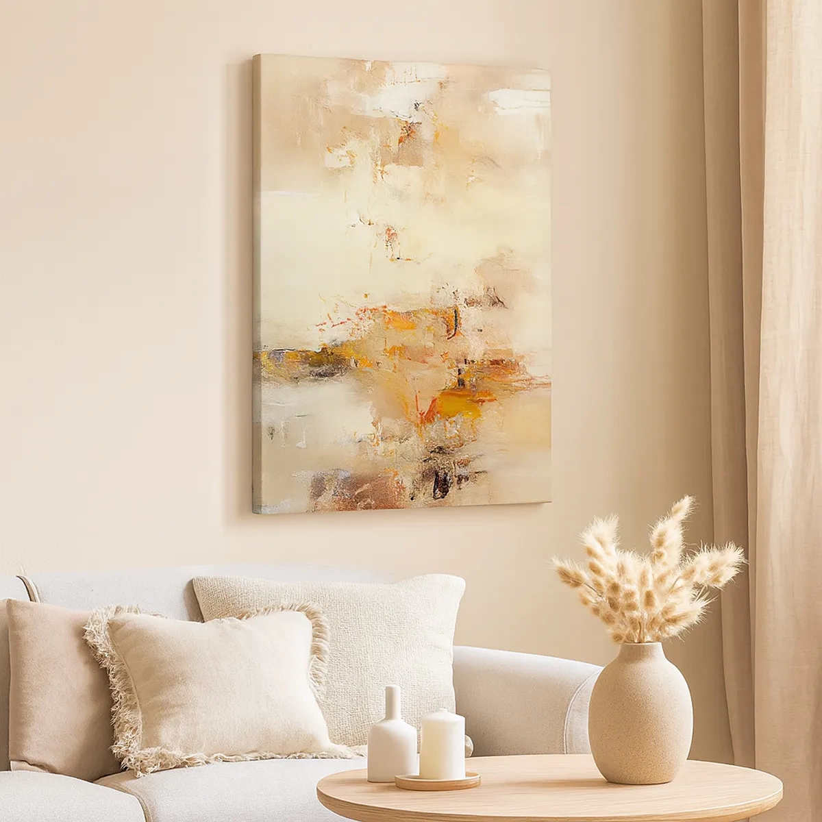 Bild auf Leinwand - Leinwandbild - Eine abstrakte Komposition in warmen Gelb- und Brauntönen. - 50x70cm - Seele aus Bernstein - Moderne Wanddekoration für Wohnzimmer und Schlafzimmer ARTTOR