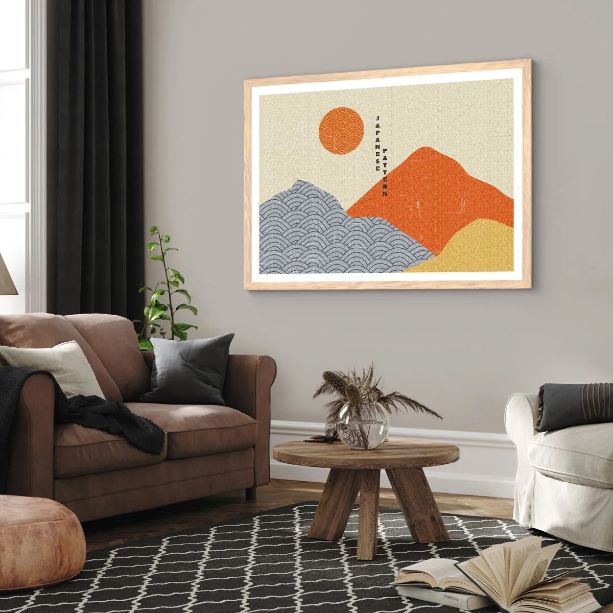 Poster in einem Rahmen aus heller Eiche - Im japanischen Geist - 100x70 cm