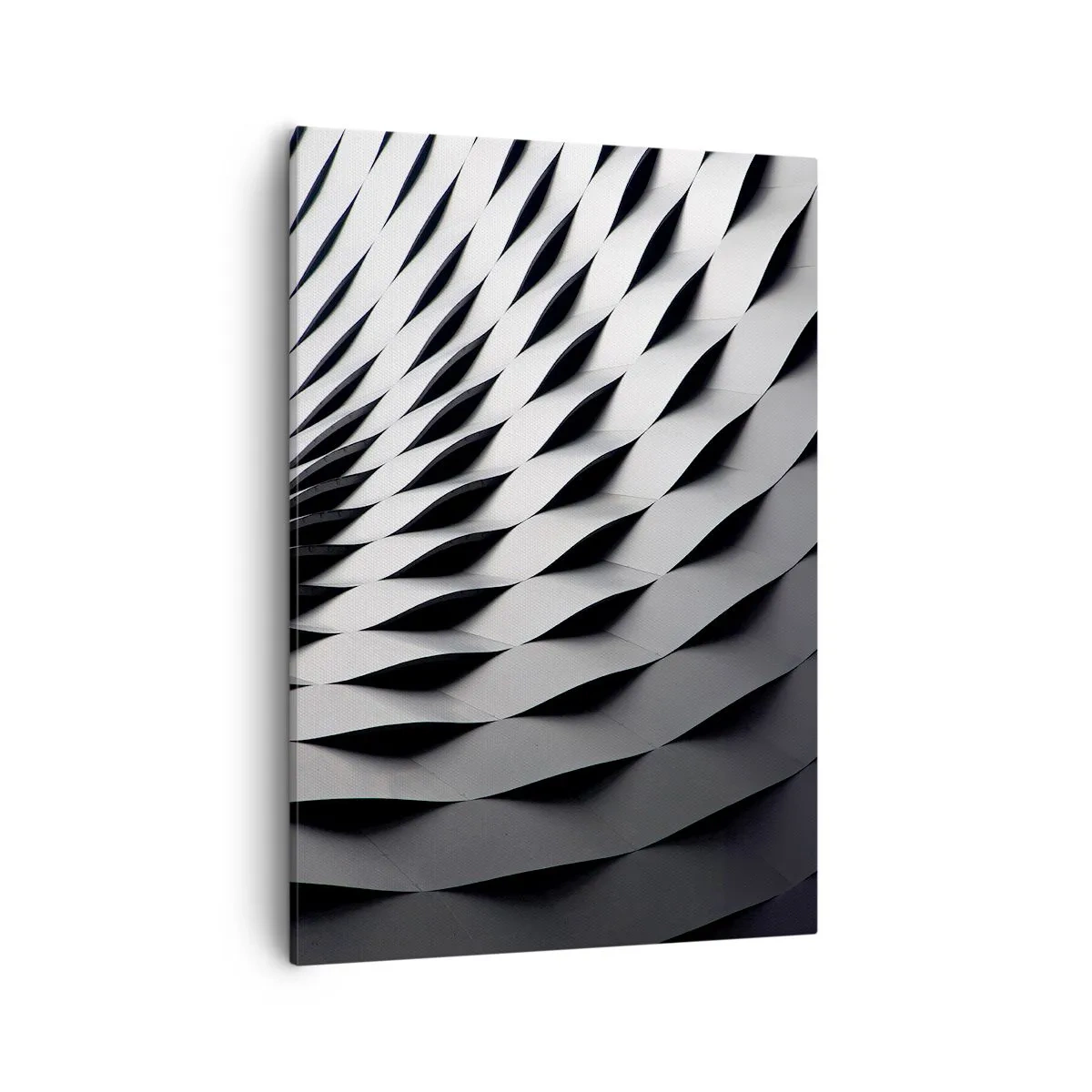 Bild auf Leinwand - Leinwandbild - Abstraktes geometrisches Muster in Schwarz-Weiß-Tönen - 50x70cm - Auf der Oberfläche der Wellen - Moderne Wanddekoration für Wohnzimmer und Schlafzimmer ARTTOR