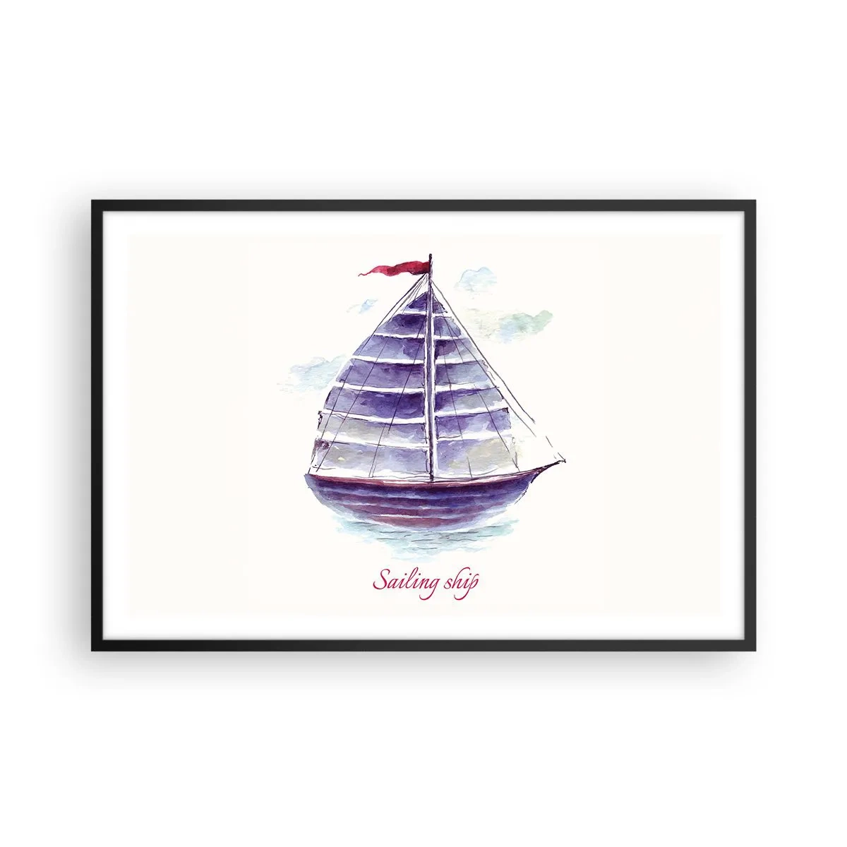 Poster in einem schwarzem Rahmen - Volle Segel und ruhiges Wasser - 91x61 cm