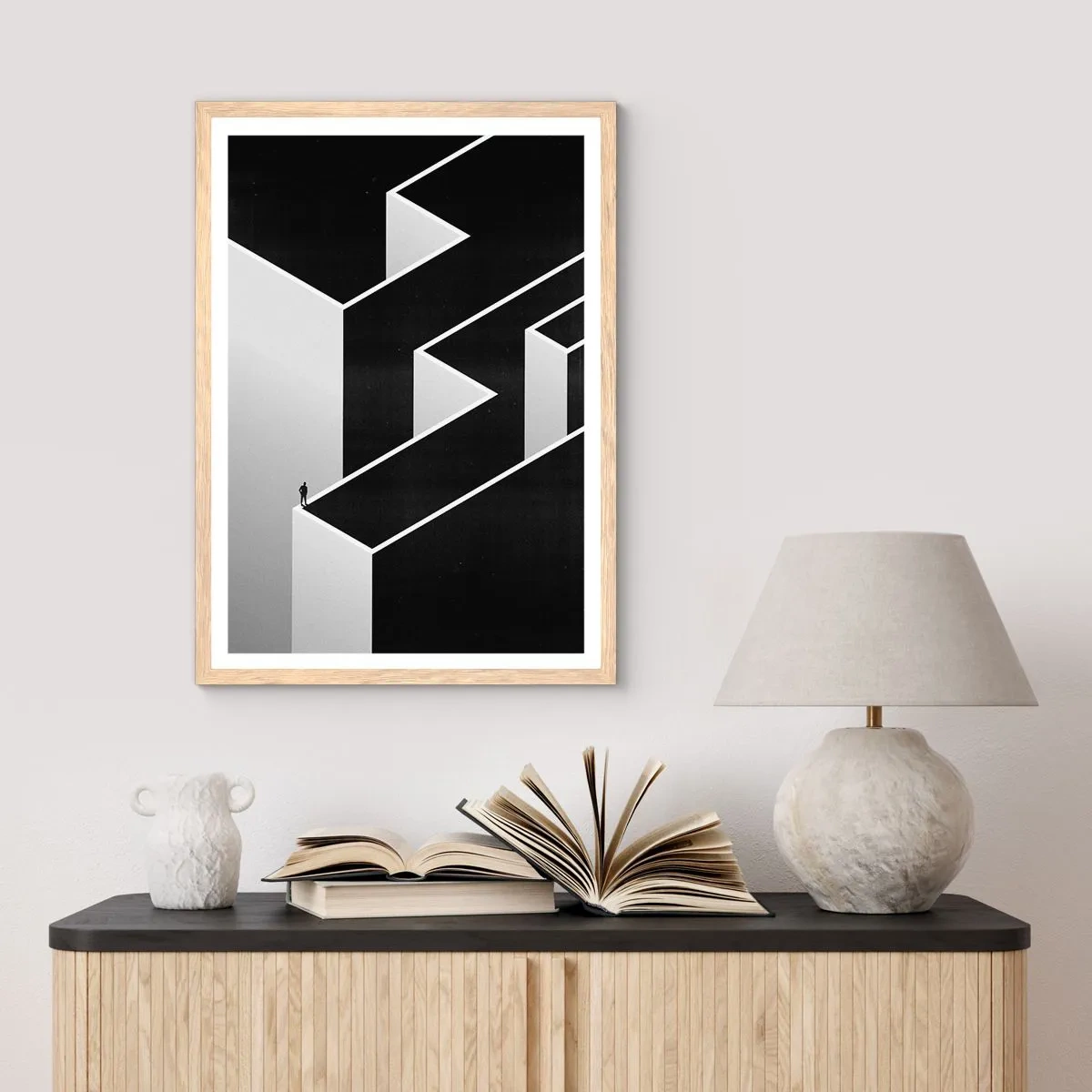 Poster in einem Rahmen aus heller Eiche - Einsamkeit an der Spitze - 30x40 cm