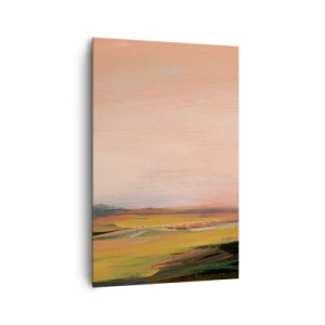 Bild auf Leinwand - Leinwandbild - Eine Landschaft in Rosa- und Goldtönen - 80x120cm - In Rosatönen - Moderne Wanddekoration für Wohnzimmer und Schlafzimmer ARTTOR