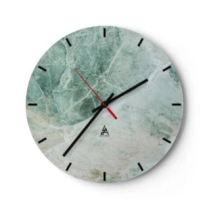 Wanduhr - Glasuhr - Grünes Marmormuster in einem kühlen Farbton - 30x30cm - Edle Kälte des Steins - Moderne Wanddekoration für Wohnzimmer, Küche und Schlafzimmer ARTTOR