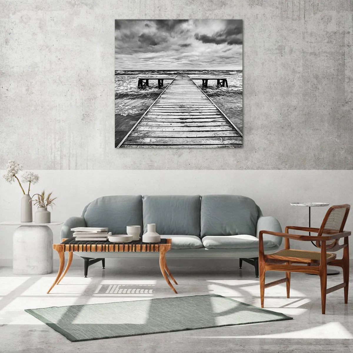 Glasbild - Bild auf glas - Ich warte darauf, dass der Wind wegjagt... - 70x70 cm