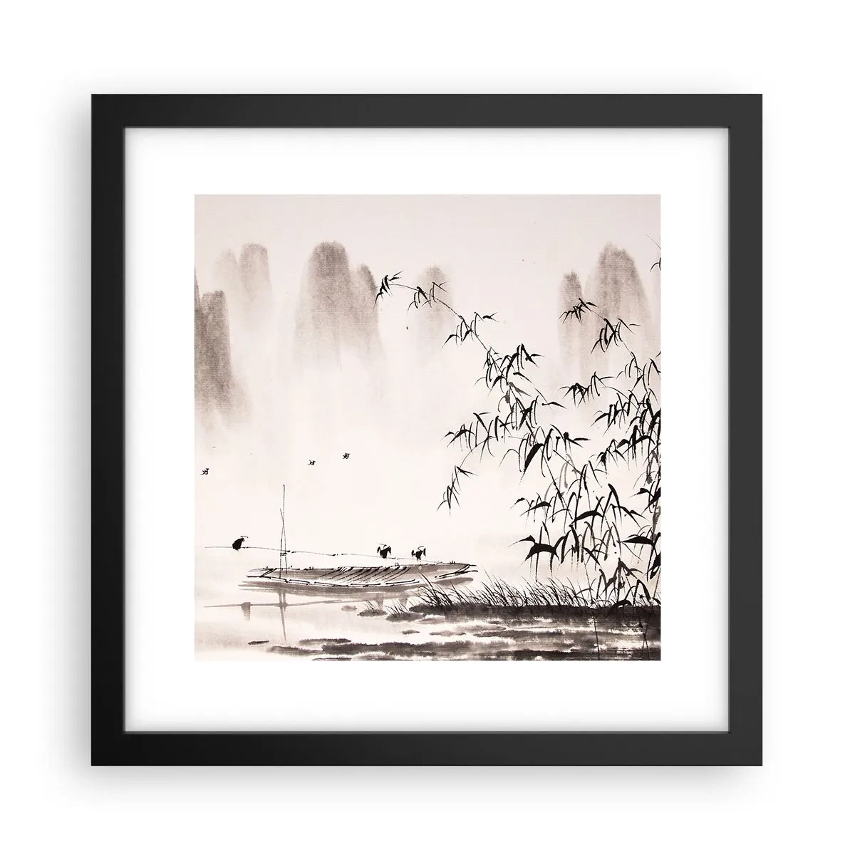 Poster in einem schwarzem Rahmen - Die Stille der Reisfelder - 30x30 cm