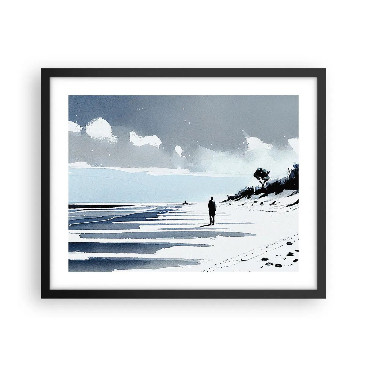 Poster in einem schwarzem Rahmen - Allein sein - 50x40 cm