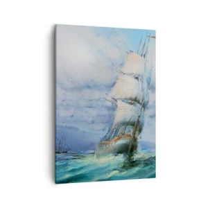 Bild auf Leinwand - Leinwandbild - Ein Schiff auf stürmischer See - 50x70cm - Guter Wind - Moderne Wanddekoration für Wohnzimmer und Schlafzimmer ARTTOR