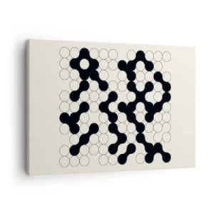 Bild auf Leinwand - Leinwandbild - Schwarz-weiße Muster mit Kreisen auf hellem Hintergrund - 70x50cm - Chinesisches Spiel – Variation - Moderne Wanddekoration für Wohnzimmer und Schlafzimmer ARTTOR