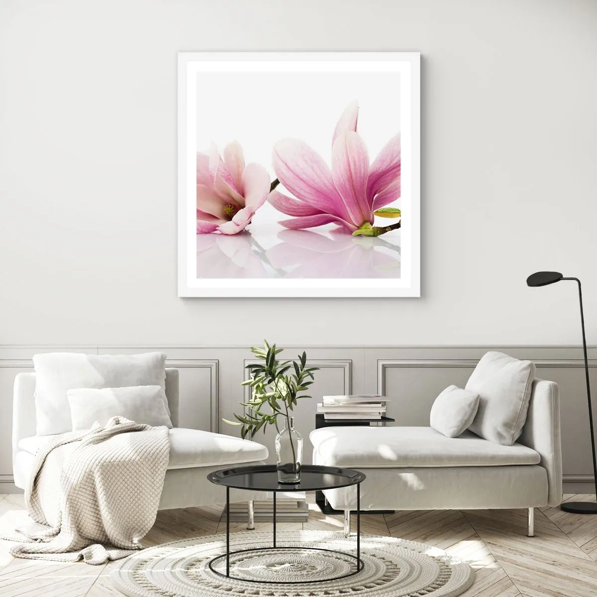 Poster in einem weißen Rahmen - Zart wie ein Frühlingswind - 30x30 cm