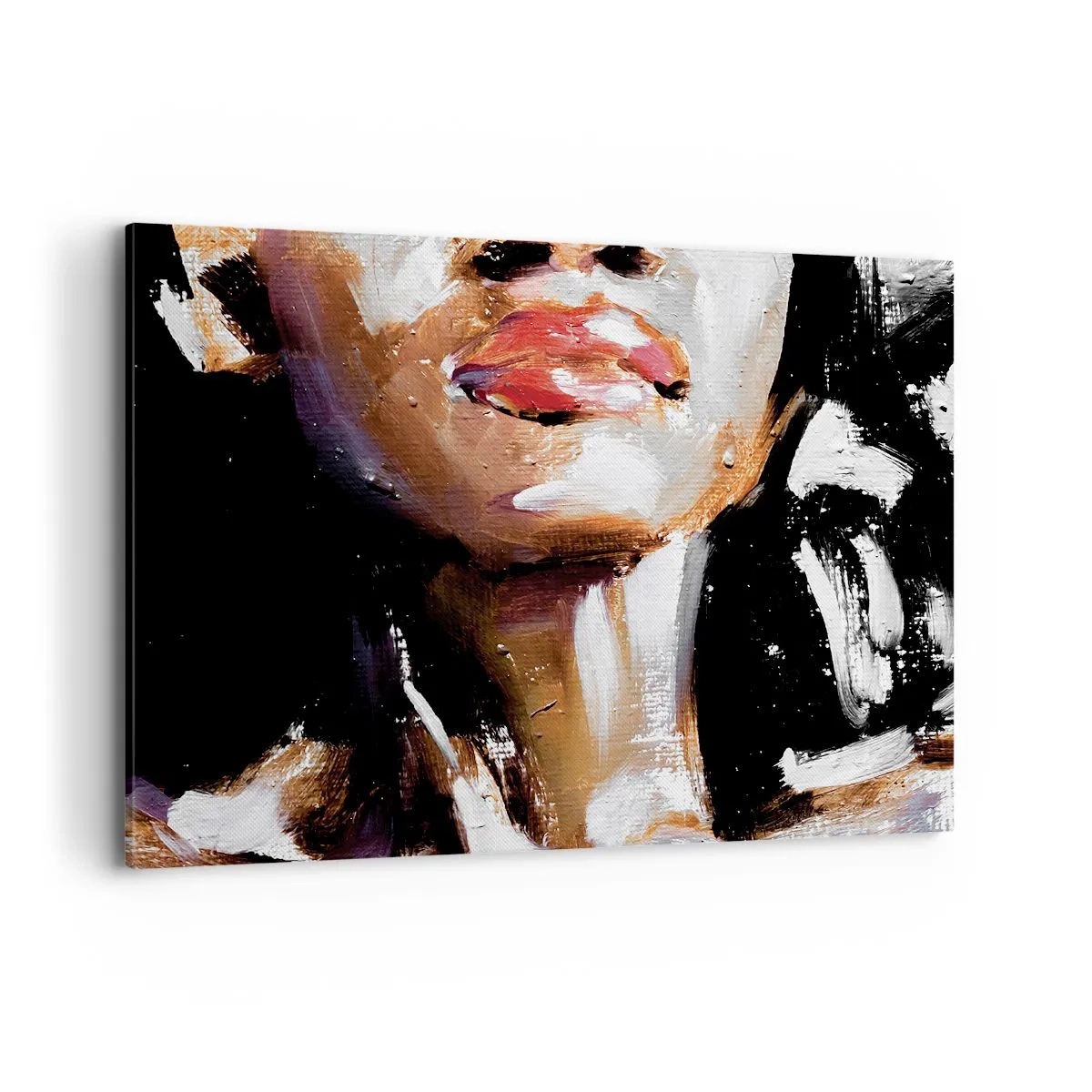 Bild auf Leinwand - Leinwandbild - Porträt einer Frau in ausdrucksstarkem malerischem Stil vor dunklem Hintergrund - 100x70cm - Stolz ohne Vorurteile - Moderne Wanddekoration für Wohnzimmer und Schlafzimmer ARTTOR