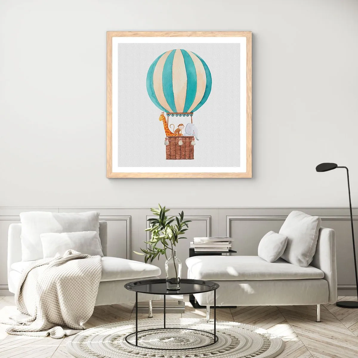 Poster in einem Rahmen aus heller Eiche - Fantastische Reise - 40x40 cm