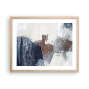 Poster in einem Rahmen aus heller Eiche - Blaue und braune Formen - 50x40 cm
