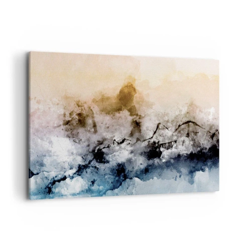 Bild auf Leinwand - Leinwandbild - Abstrakte Landschaft mit Nebel und dezenten Farben - 120x80cm - In einer Nebelwolke ertrunken - Moderne Wanddekoration für Wohnzimmer und Schlafzimmer ARTTOR