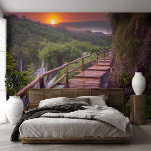 Fototapete Premium Canvas - Schönheit jenseits des Glaubens - Landschaft, Wasserfall, Kroatien - 350x256 cm