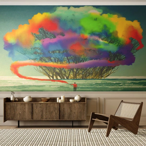 Fototapete Premium Canvas - Erwecke diese Welt zum Leben - Abstraktion, Mann, Modernes Muster - 150x105 cm