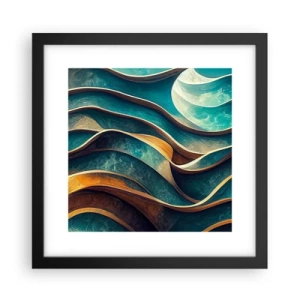 Poster in einem schwarzem Rahmen - Blaue Mäander - 30x30 cm