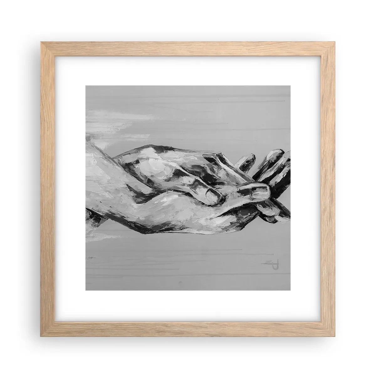 Poster in einem Rahmen aus heller Eiche - Anfang… - 30x30 cm