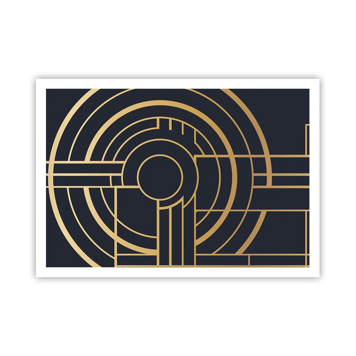 Poster - Geometrisches Muster mit goldenen Linien - 100x70cm - Wendungen der Dinge - Moderne Wanddekoration für Wohnzimmer und Schlafzimmer ARTTOR