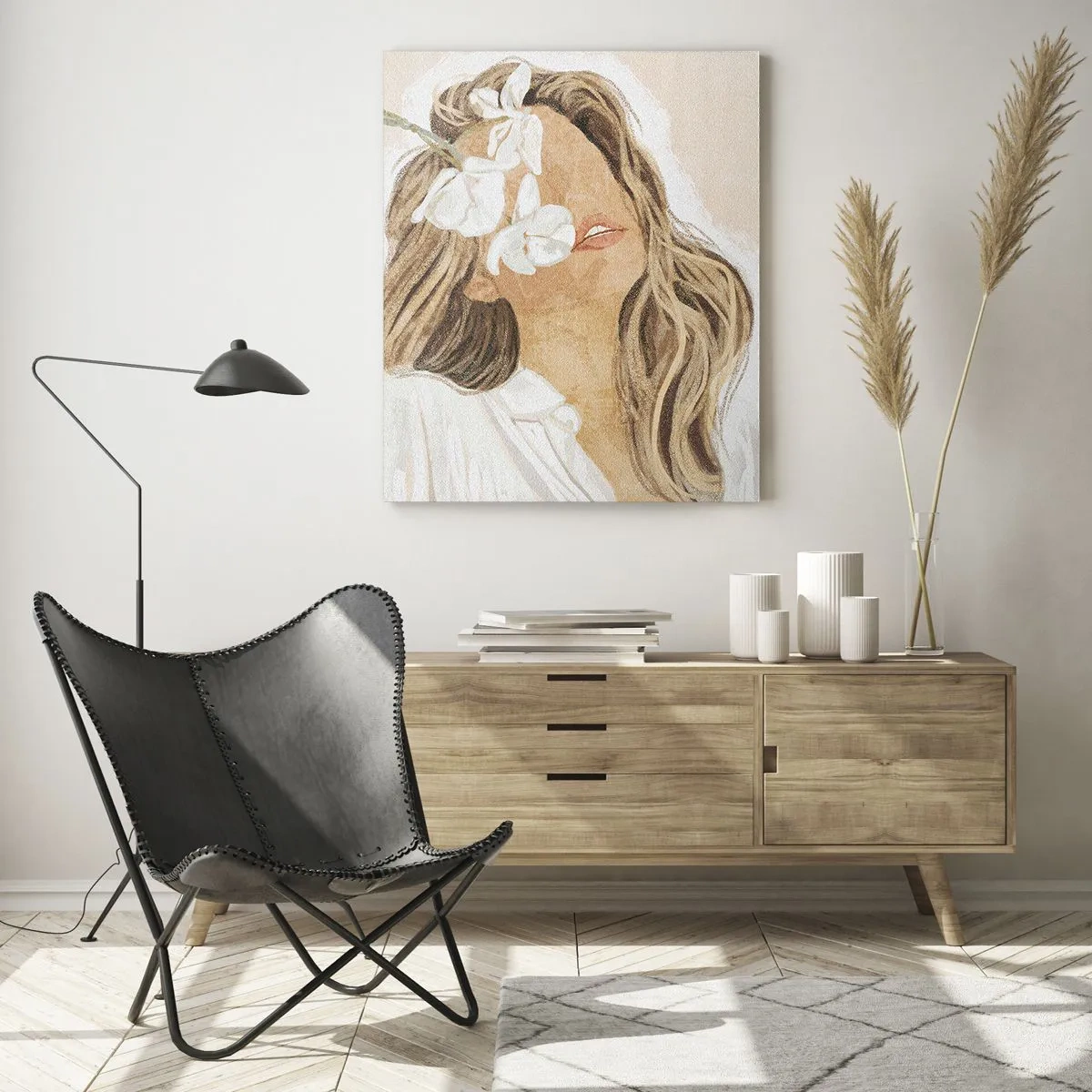 Glasbild - Bild auf glas - Unter den Blumen in Verzückung - 80x120 cm