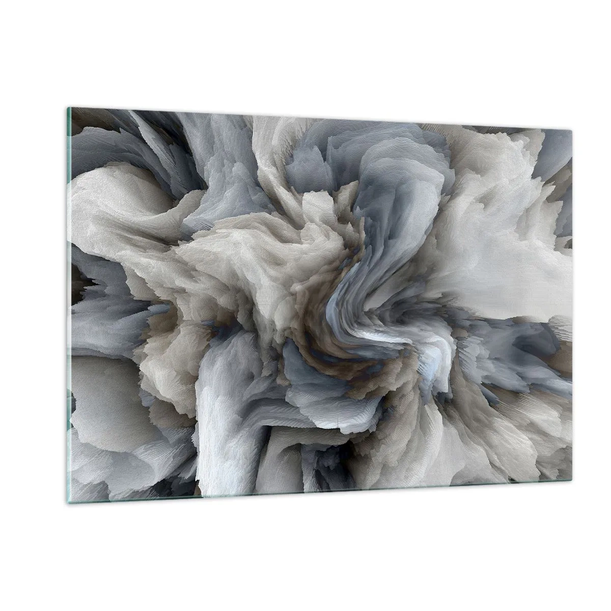 Glasbild - Bild auf glas - Eine abstrakte Komposition, die wirbelnden Federn ähnelt - 120x80cm - Stein und Blume - Moderne Wanddekoration für Wohnzimmer und Schlafzimmer ARTTOR