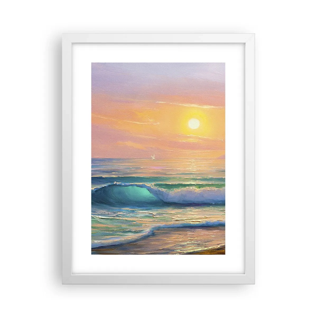 Poster in einem weißen Rahmen - Ein türkisfarbenes Lied der Wellen - 30x40 cm