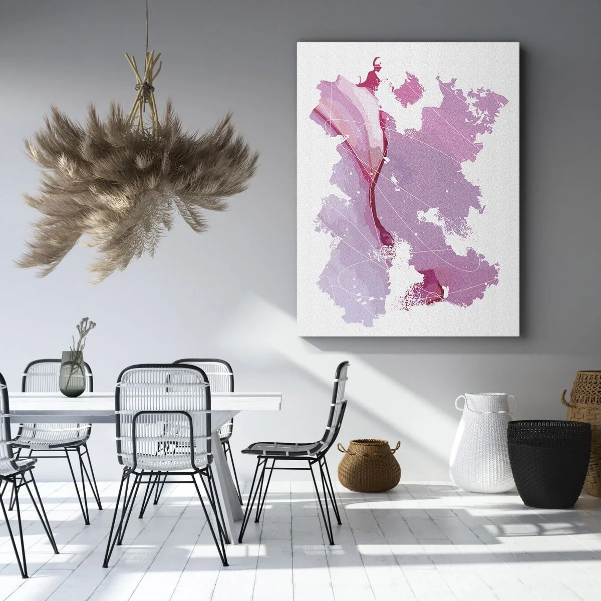 Bild auf Leinwand - Leinwandbild - Abstrakte Weltkarte in Rosatönen - 50x70cm - Karte der Rosawelt - Moderne Wanddekoration für Wohnzimmer und Schlafzimmer ARTTOR