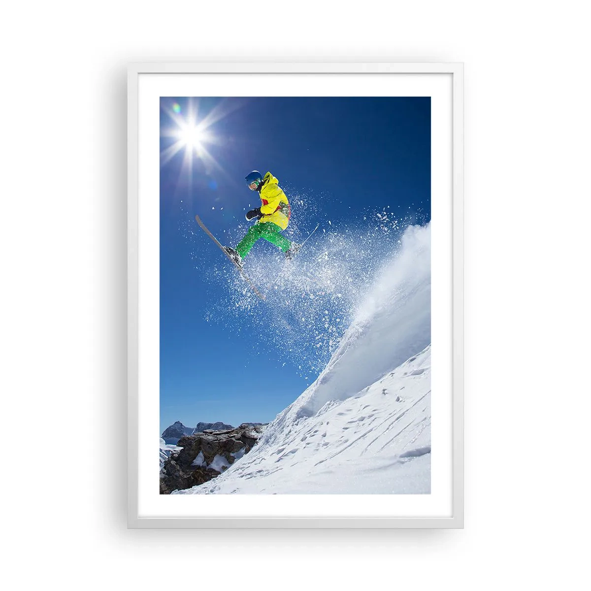 Poster in einem weißen Rahmen - Tanzen mit den Bergen - 50x70 cm