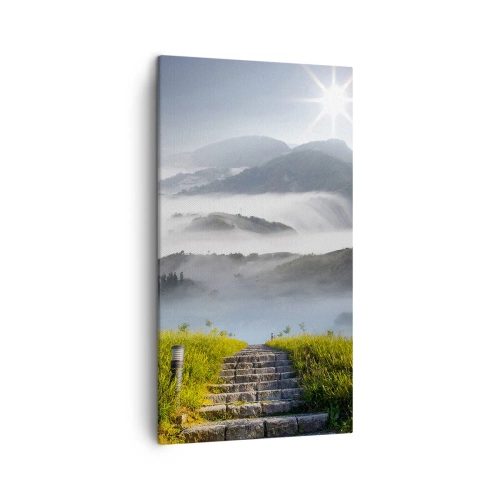 Bild auf Leinwand - Leinwandbild - Immer noch den Wolken entgegen - 45x80 cm