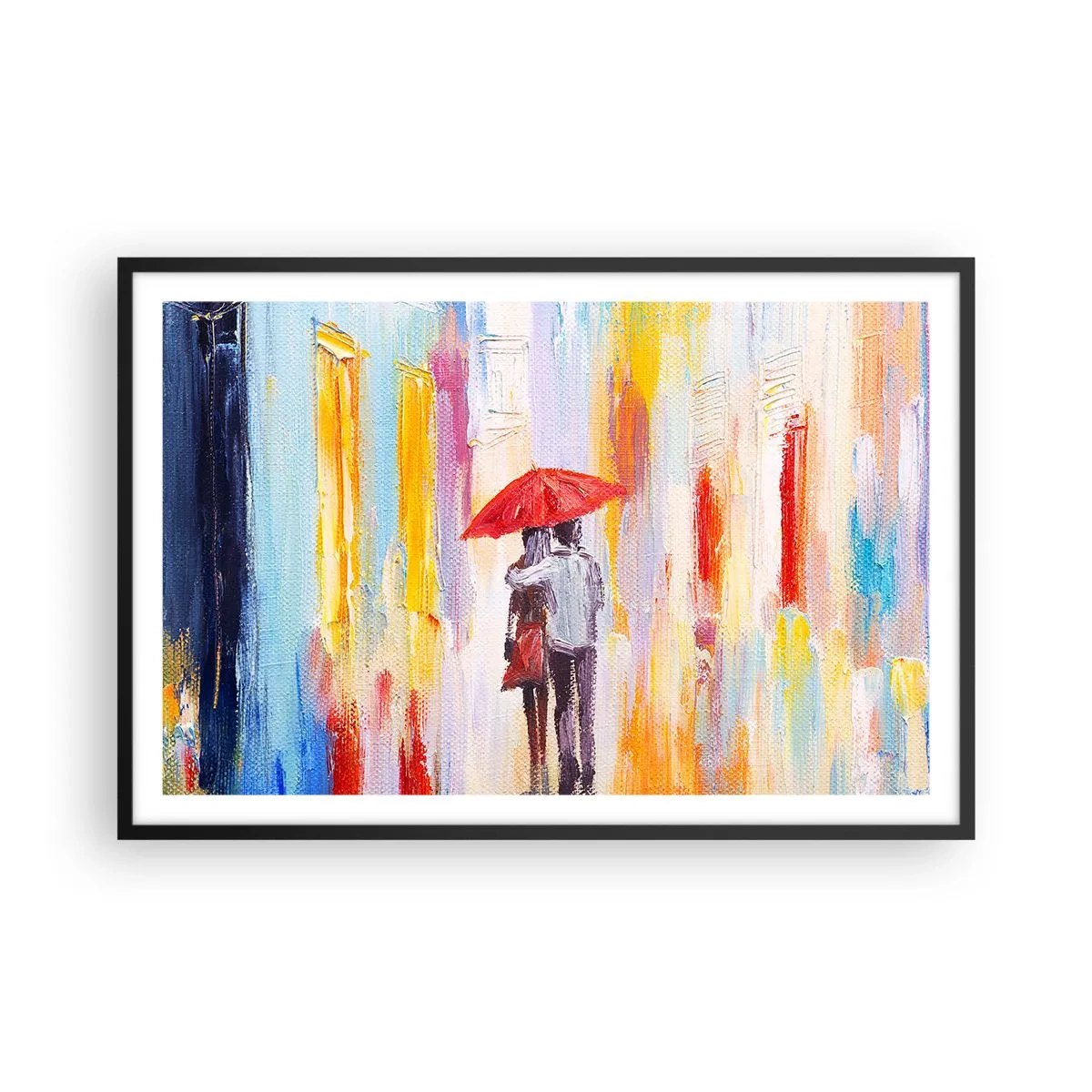 Poster in einem schwarzem Rahmen - Lass es weiter regnen - 91x61 cm