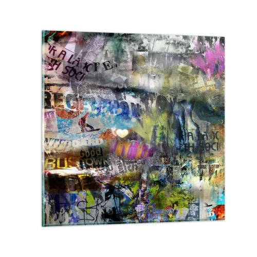 Glasbild - Bild auf glas - Collage aus Erinnerungen - 30x30 cm