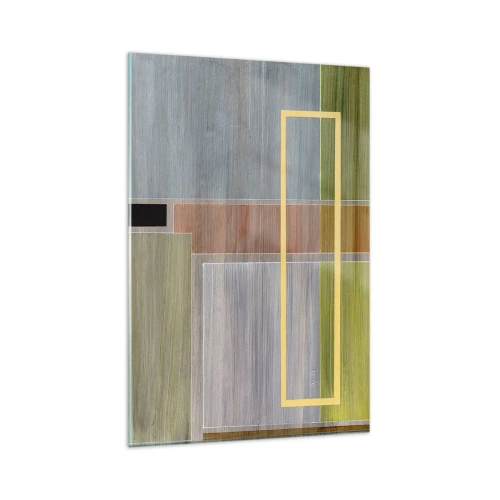 Glasbild - Bild auf glas - Geometrische Komposition in Pastellfarben mit Rechtecken - 80x120cm - Einfach und ruhig - Moderne Wanddekoration für Wohnzimmer und Schlafzimmer ARTTOR