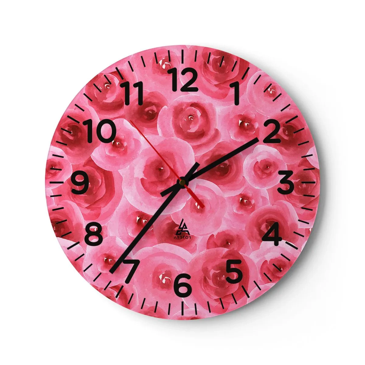 Wanduhr - Glasuhr - Oben und unten Rosen - 40x40 cm
