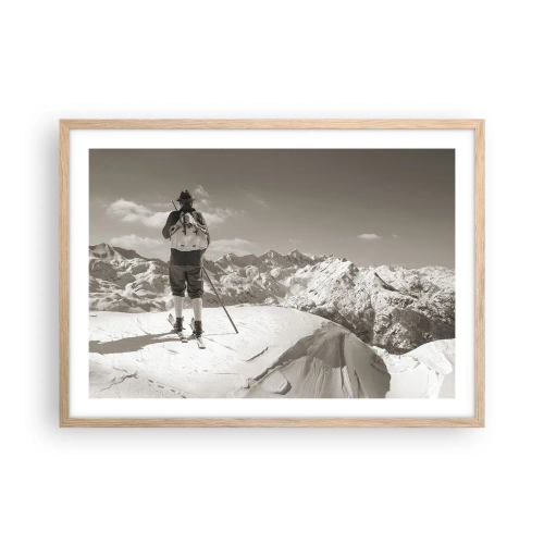 Poster in einem Rahmen aus heller Eiche - Und die Berge bleiben unverändert - 70x50 cm