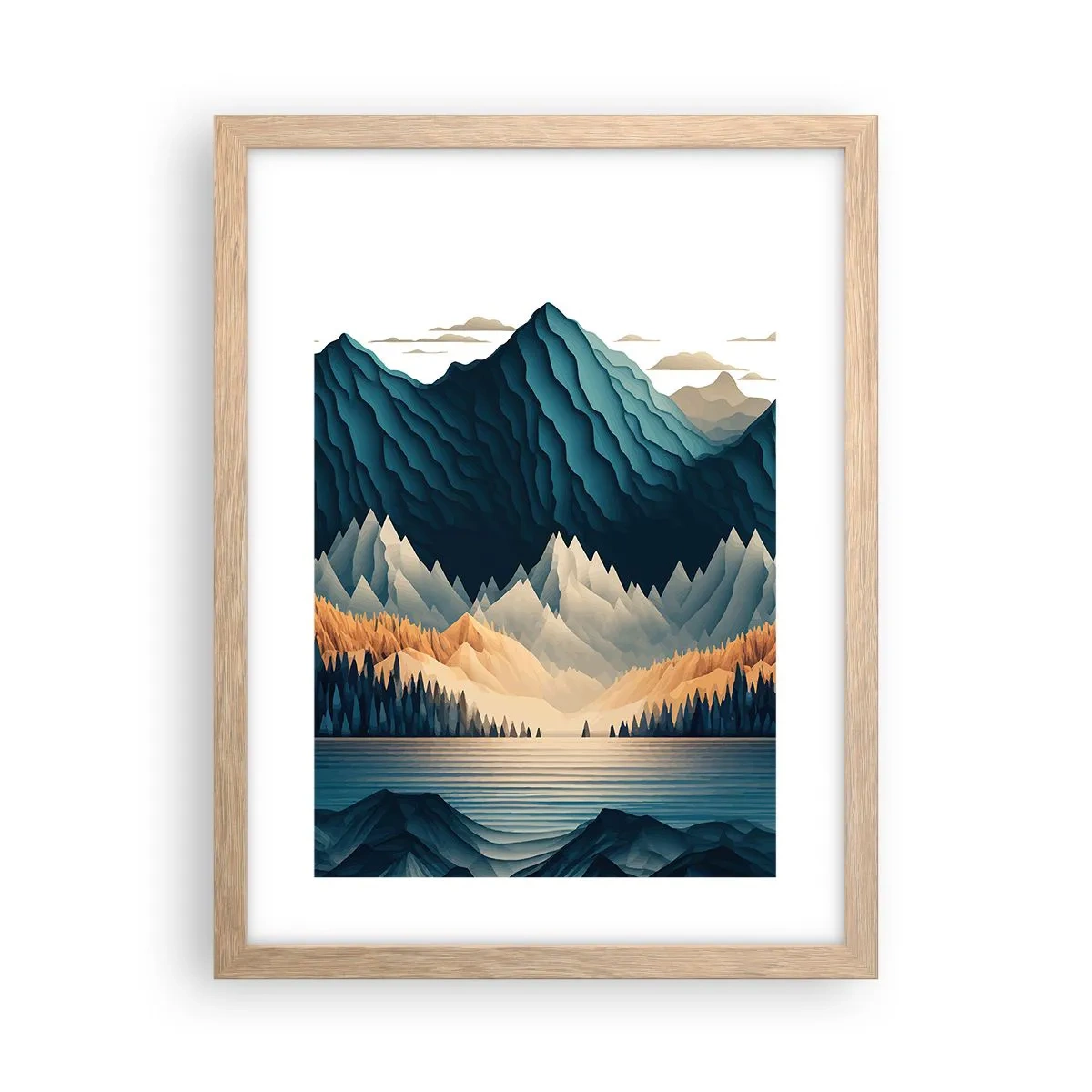 Poster in einem Rahmen aus heller Eiche - Perfekte Berglandschaft - 30x40 cm