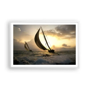 Poster in einem weißen Rahmen - Mit dem Wind und gegen den Wind - 91x61 cm