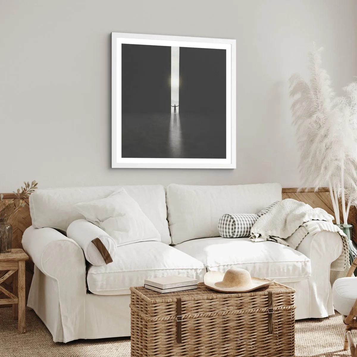 Poster in einem weißen Rahmen - Ein Schritt in eine strahlende Zukunft - 60x60 cm