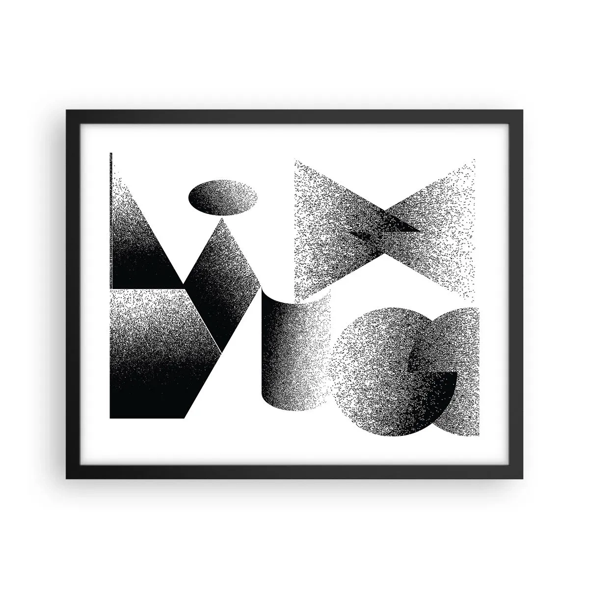 Poster in einem schwarzem Rahmen - Winkel und Ovale - 50x40 cm