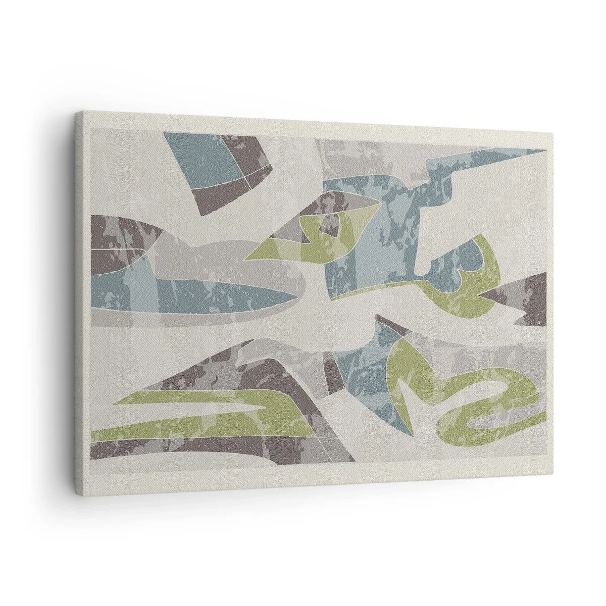 Bild auf Leinwand - Leinwandbild - Abstrakte Formen in Grün und Blau auf hellem Hintergrund - 70x50cm - Komposition hinter dem Glas - Moderne Wanddekoration für Wohnzimmer und Schlafzimmer ARTTOR