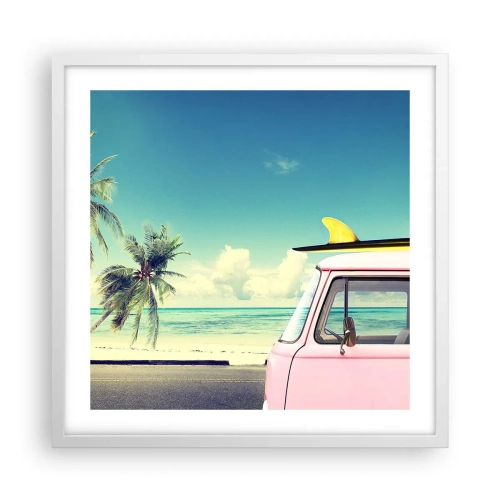 Poster in einem weißen Rahmen - Zeit um in die Ferien zu starten - 50x50 cm