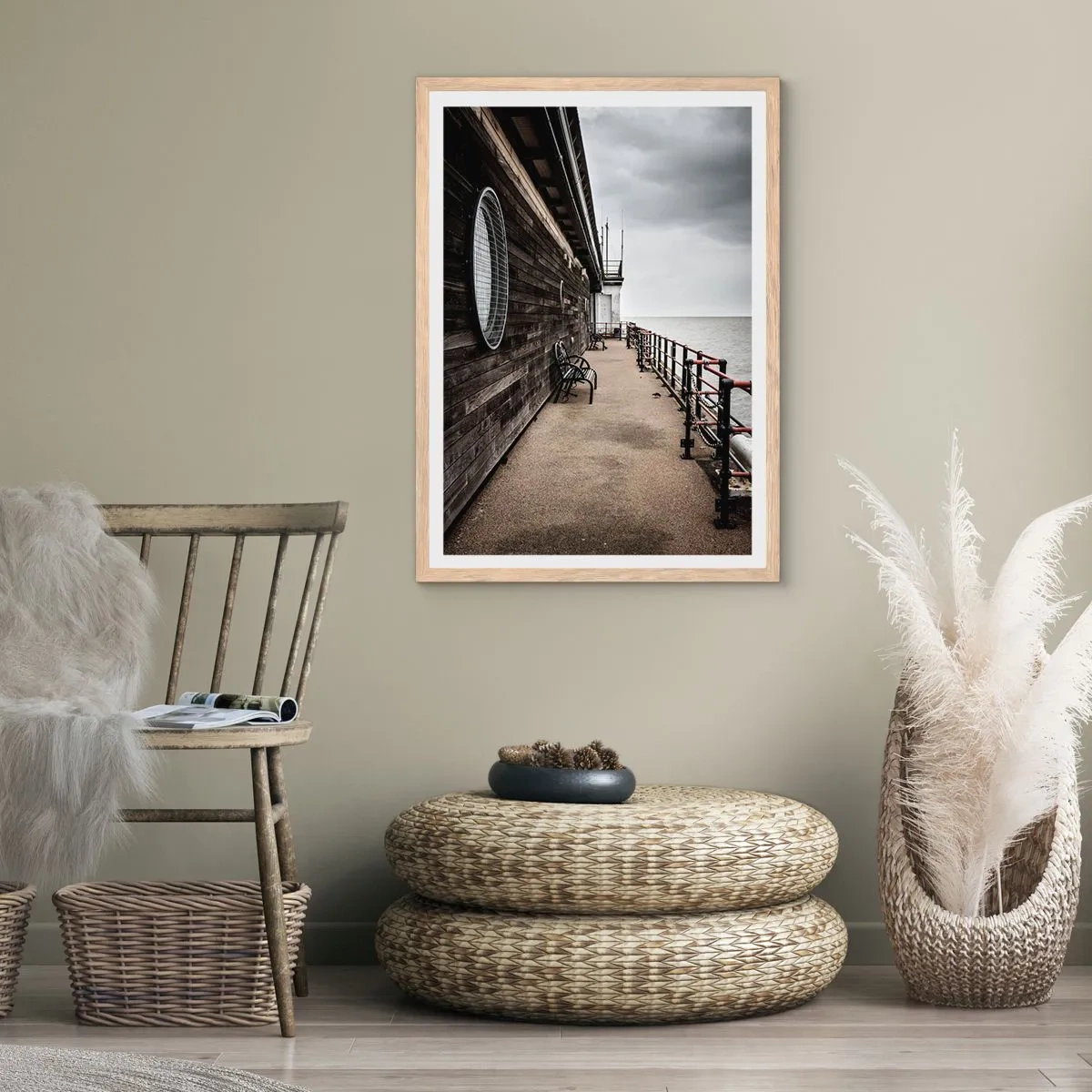 Poster in einem Rahmen aus heller Eiche - Die Zeit blieb stehen - 61x91 cm