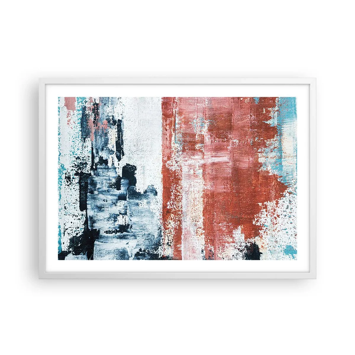Poster in einem weißen Rahmen - Fünfzig-Fünfzig abstrakt - 70x50 cm