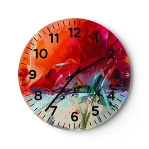 Wanduhr - Glasuhr - Eine Explosion von Lichtern und Farben - 40x40 cm