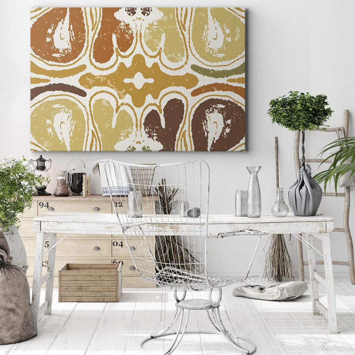 Bild auf Leinwand - Leinwandbild - Warme abstrakte Muster in Gelb- und Brauntönen - 70x50cm - Sentimentale Abstraktion - Moderne Wanddekoration für Wohnzimmer und Schlafzimmer ARTTOR