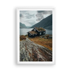 Poster in einem weißen Rahmen - Sommerresort am Fjord - 61x91 cm