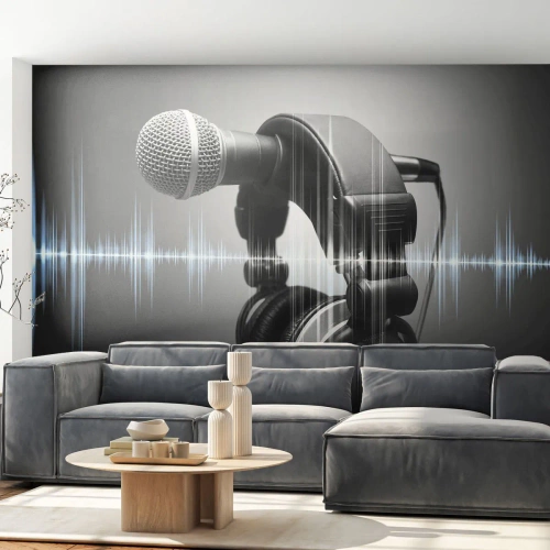 Fototapete Standard Eco - Du kannst immer noch den Gesang hören - Mikrofon, Musikalische Kopfhörer, Musik - 200x140 cm