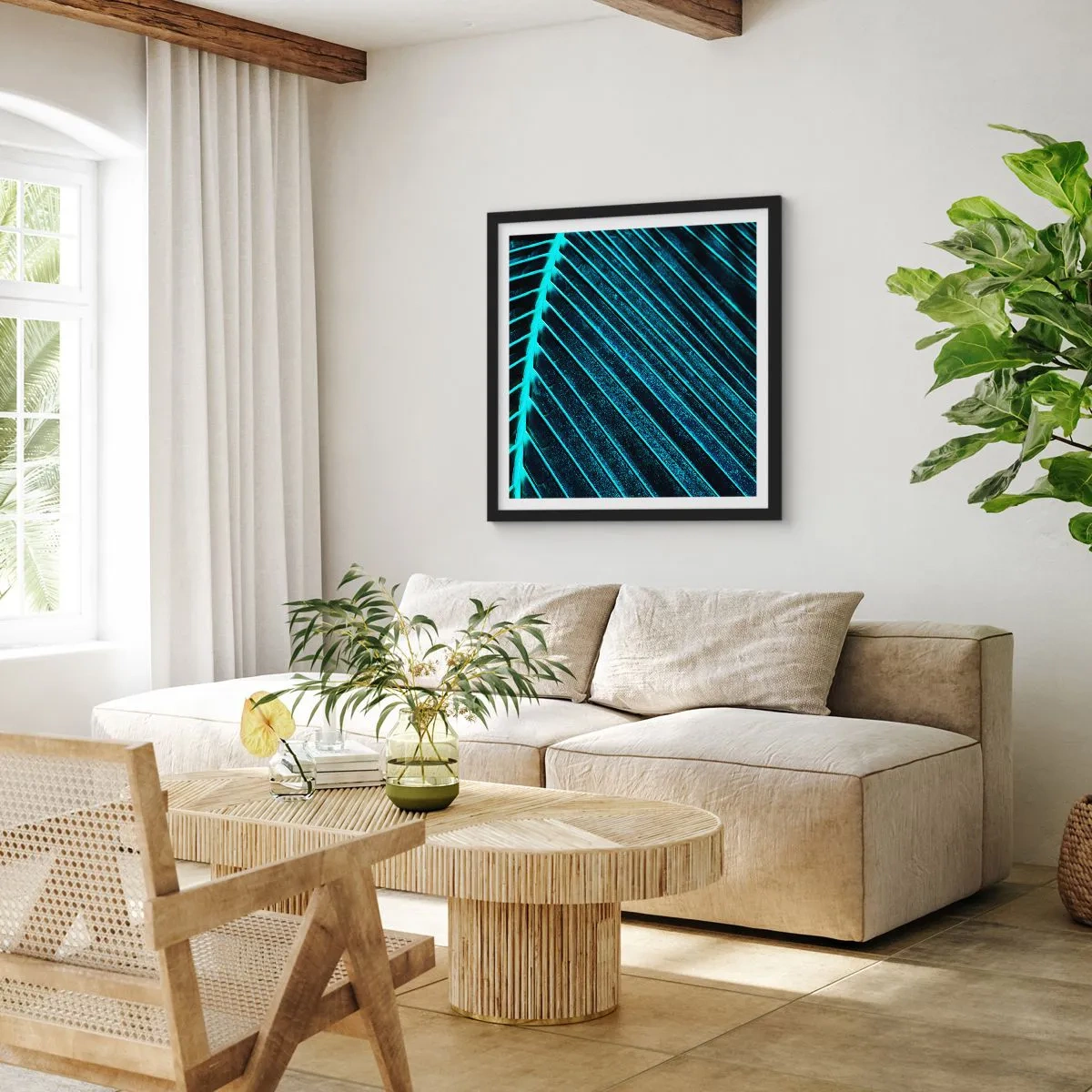 Poster in einem schwarzem Rahmen - Grüne Textur - 60x60 cm