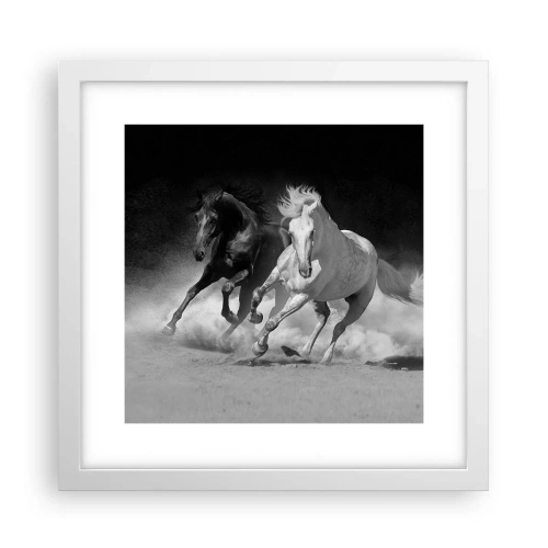 Poster in einem weißen Rahmen - Galopp der Freiheit - 30x30 cm