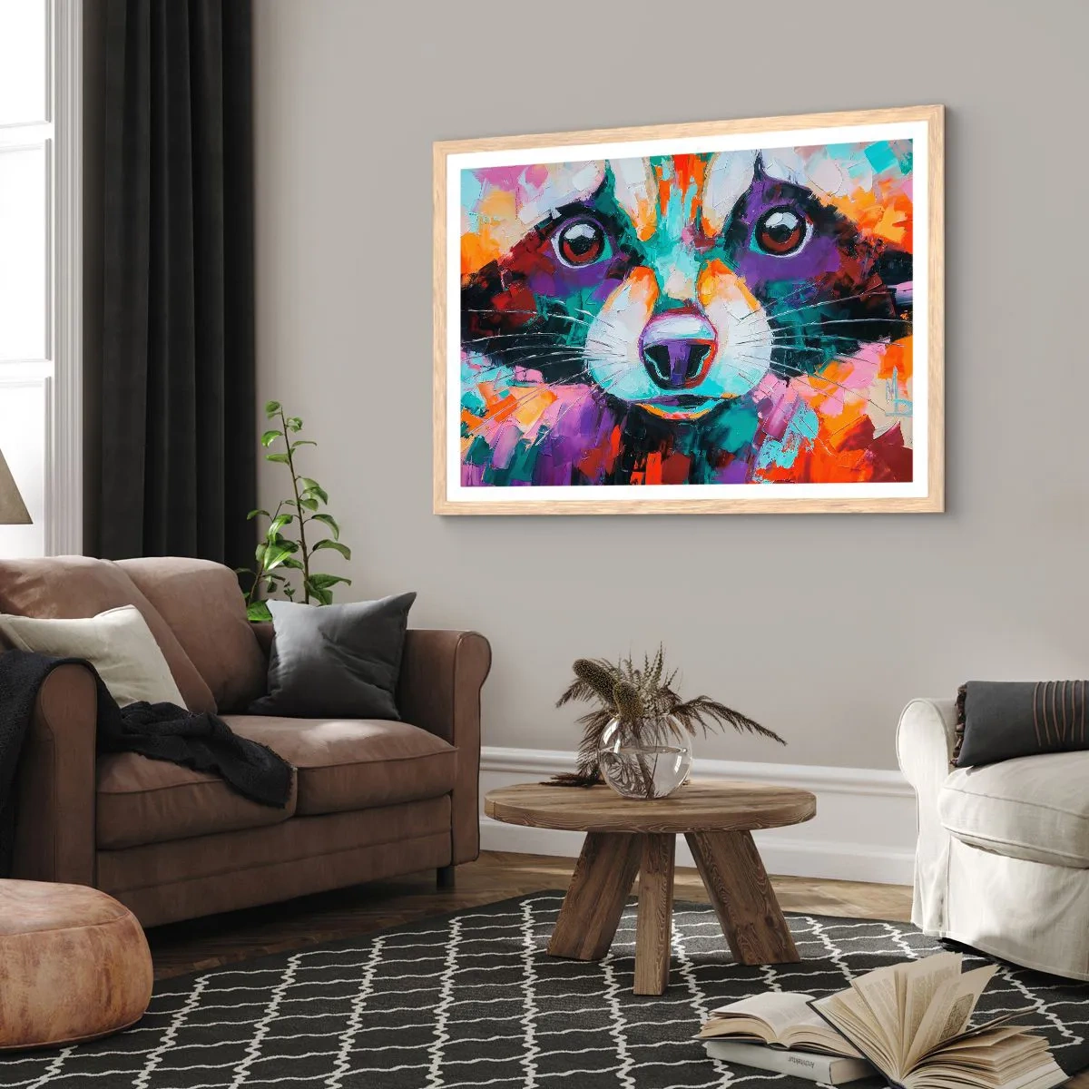 Poster in einem Rahmen aus heller Eiche - Nur gute Emotionen - 70x50 cm